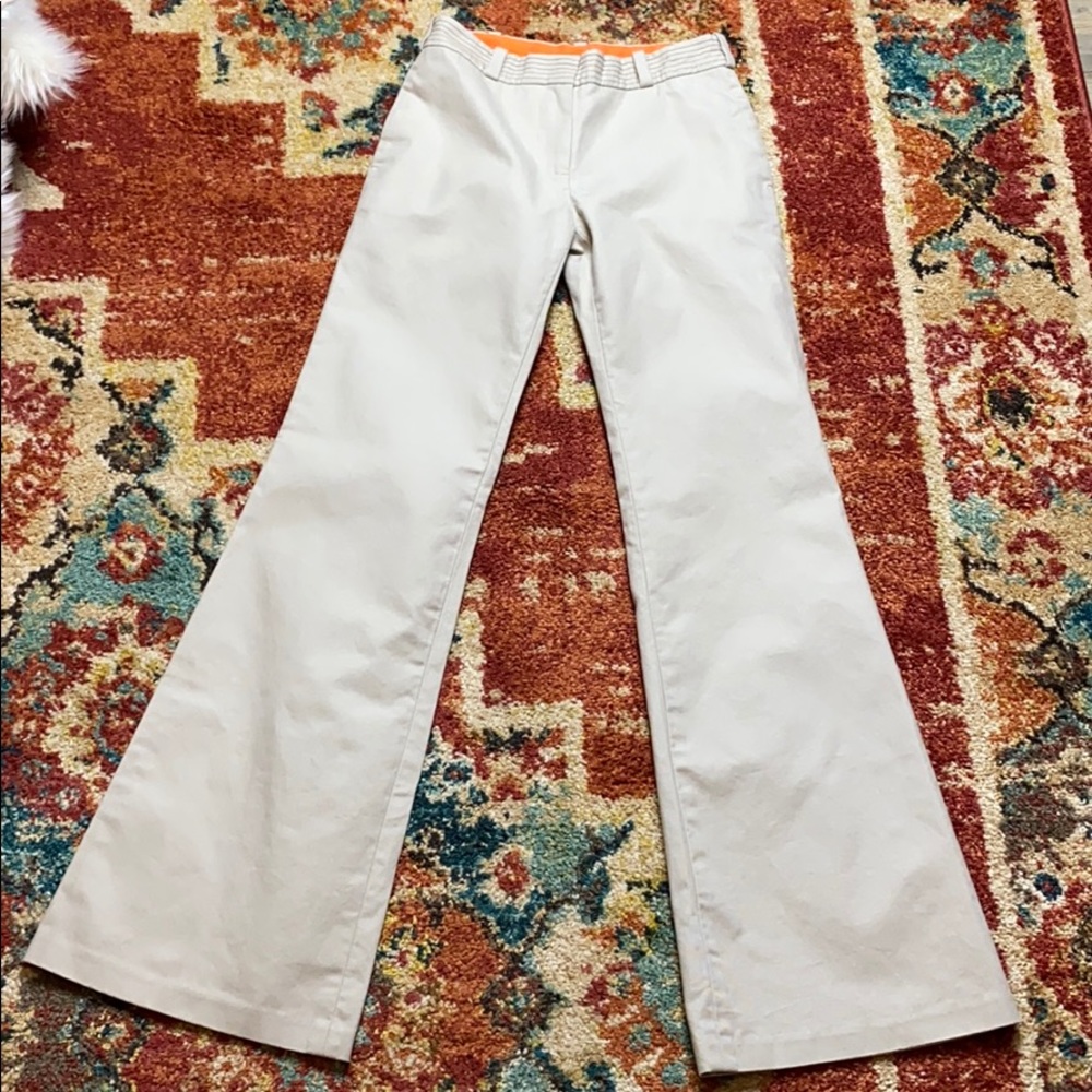 Tory Burch khaki/tan flare bottom size 2